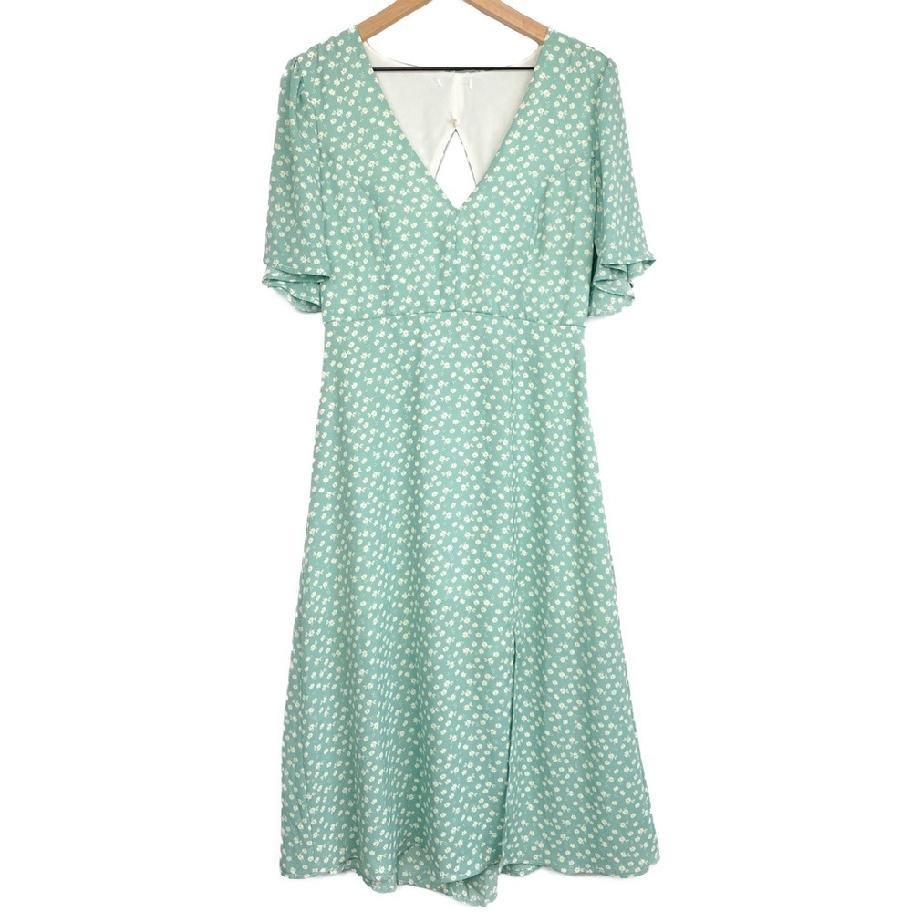 Leith Nordstrom Womens Floral Midi Dress M‎ Blue Garden Cottagecore Flutter - Picture 3 of 10
